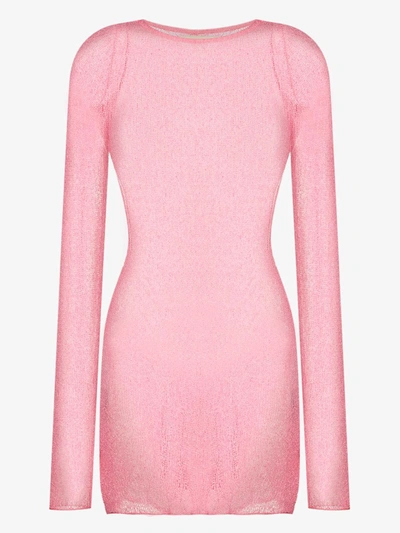 Shop Ambra Maddalena Andy Sheer Cotton Mini Dress In Pink