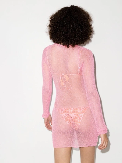 Shop Ambra Maddalena Andy Sheer Cotton Mini Dress In Pink
