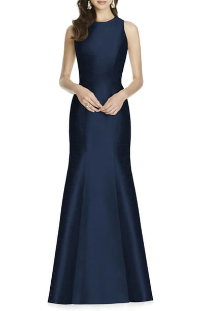 Shop Alfred Sung Dupioni Trumpet Gown In Midnight