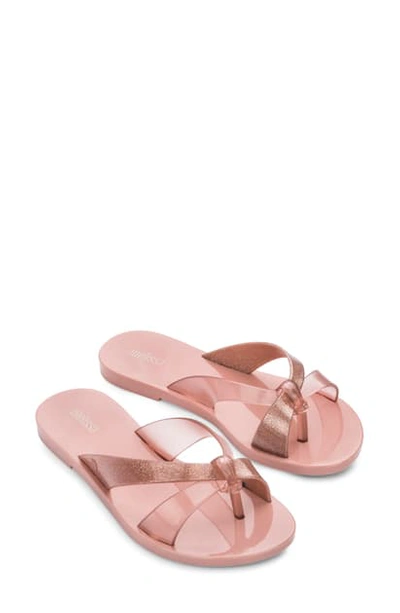 Shop Melissa Must Ad Flip Flop In Pink Glitter Rubber