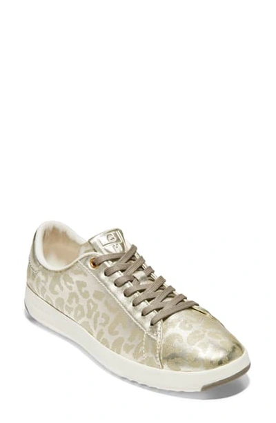 Shop Cole Haan Grandpro Tennis Shoe In Soft Gold Leopard Perf Print