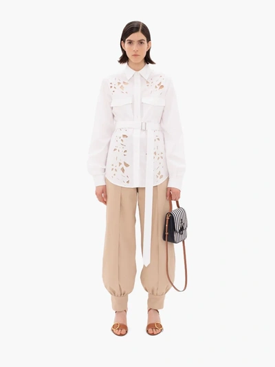 Shop Jw Anderson Belted Cut-out Bell Sleeve Shirt In White