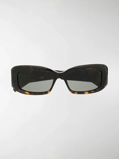 Shop Saint Laurent Tortoiseshell Square-frame Sunglasses In Brown