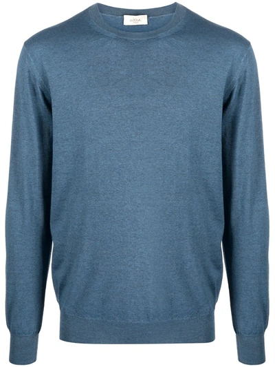 Shop Altea Crew Neck Wool Jumper In Blue