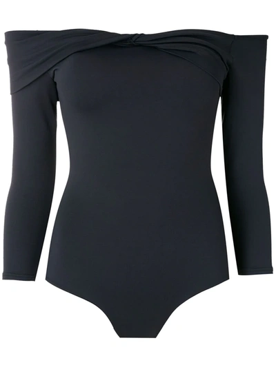 Shop Amir Slama Off-shoulder Bodysuit In Black