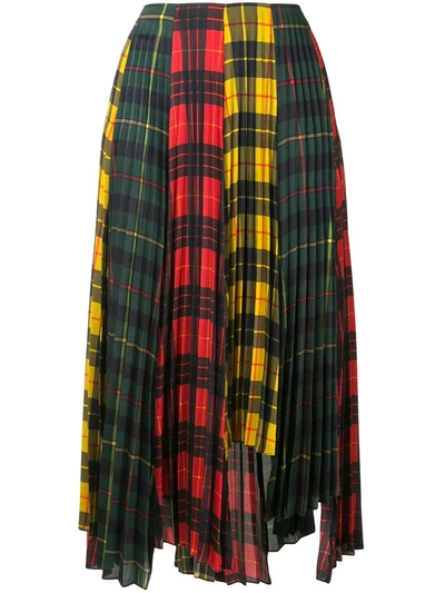 Shop Monse Plaid Colour-block Pleated Skirt In Multicolour