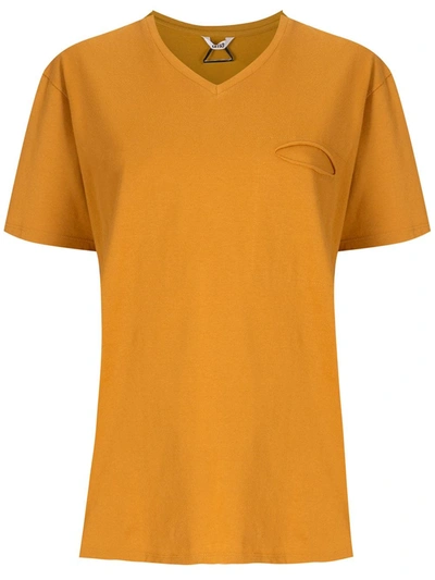 Shop Uma Raquel Davidowicz Cupula V-neck Organic Cotton T-shirt In Yellow