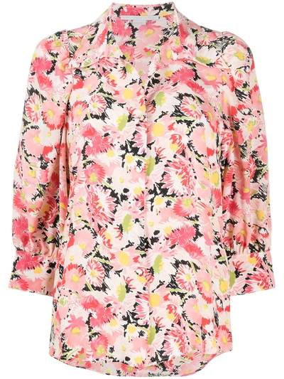 Shop Stella Mccartney Floral-print Crop-sleeve Blouse In Pink