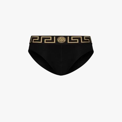 Shop Versace Greca Border Briefs Set In Black