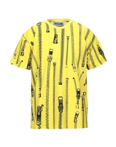 Shop Moschino Man T-shirt Yellow Size S Cotton