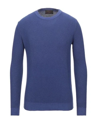 Shop Altea Man Sweater Blue Size S Linen, Cotton