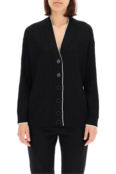 Shop Fendi Cardigan With Ff Motif In Black