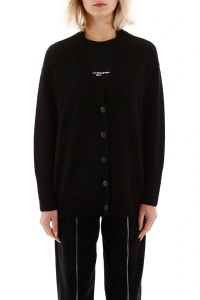 Shop Stella Mccartney Cardigan With Logo Bands In Black