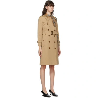 Shop Burberry Beige Check Herne Trench Coat In Honey