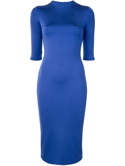 Shop Alice And Olivia Fitted Midi Dress In Blue