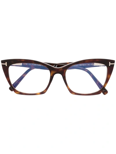 Shop Tom Ford Cat-eye Frame Glasses In Brown