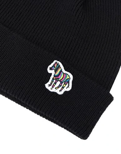 Shop Ps By Paul Smith Ps Paul Smith Men Hat Zebra Beanie Man Hat Black Size Onesize Lambswool