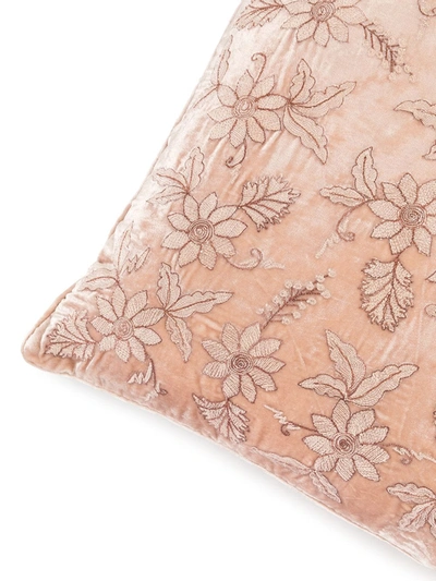 Shop Anke Drechsel Embroidered Floral Cushion In Pink