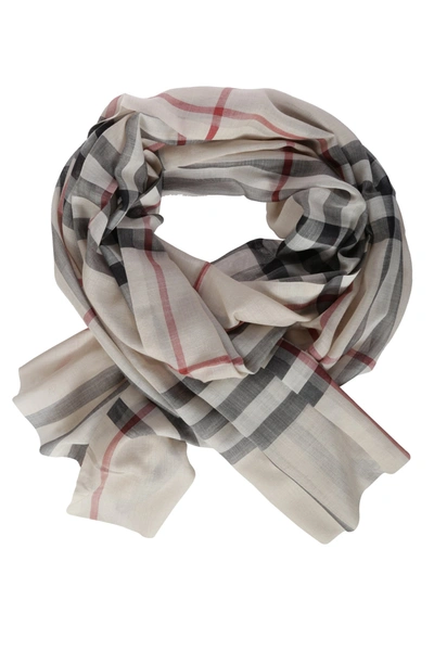 Shop Burberry Scarfs In Beige