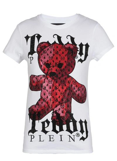 Shop Philipp Plein Teddy T-shirt In White