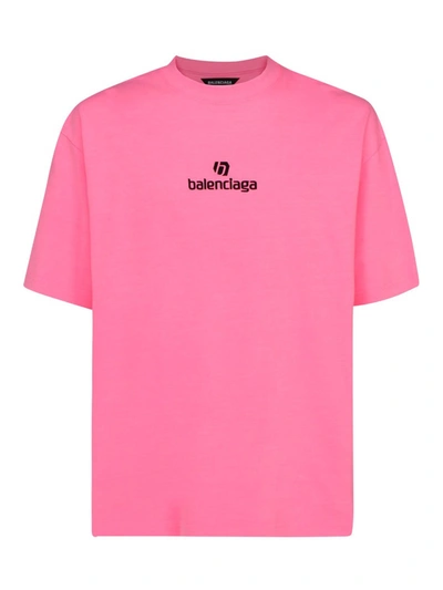 Shop Balenciaga Logo Printed T-shirt In Pink