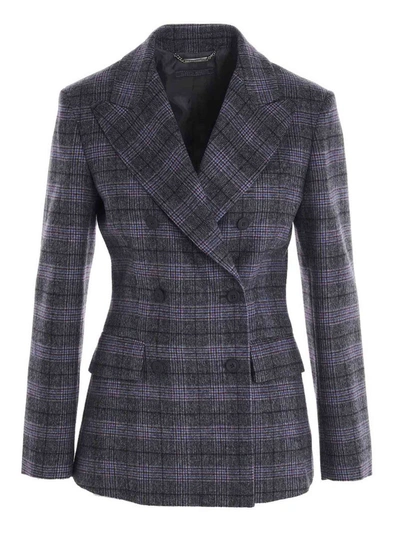 Shop Alberta Ferretti Prince Of Wales Jacket In Grey