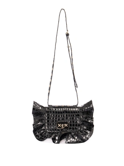 Shop Red Valentino Rock Ruffles Shoulder Bag In Black