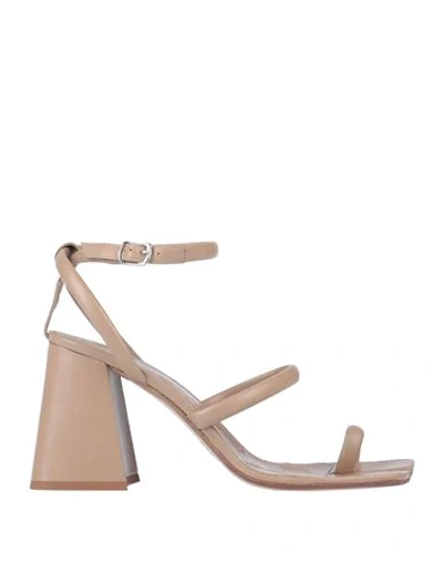 Shop Maison Margiela Woman Toe Strap Sandals Beige Size 9 Soft Leather