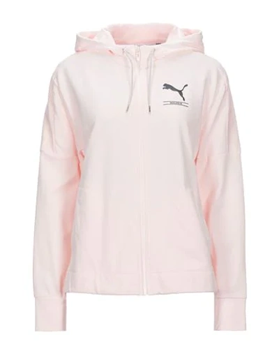 Shop Puma Hooded Sweatshirt In Light Pink