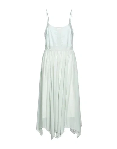 Shop Semicouture Woman Midi Dress Light Green Size 6 Viscose, Silk, Cotton, Elastane