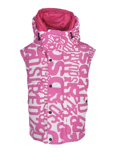 Shop Dsquared2 Branded Down Jacket In Fuchsia And White