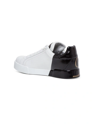 Shop Dolce & Gabbana Leather And Patent Portofino Sneakers In White