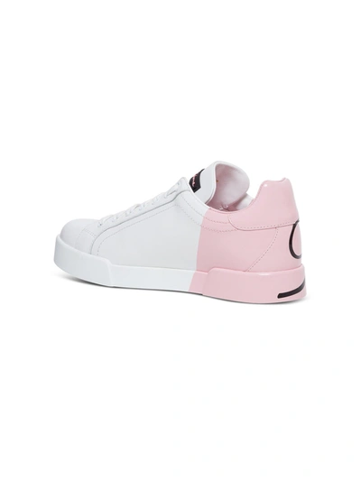 Shop Dolce & Gabbana Leather And Patent Portofino Sneakers In White