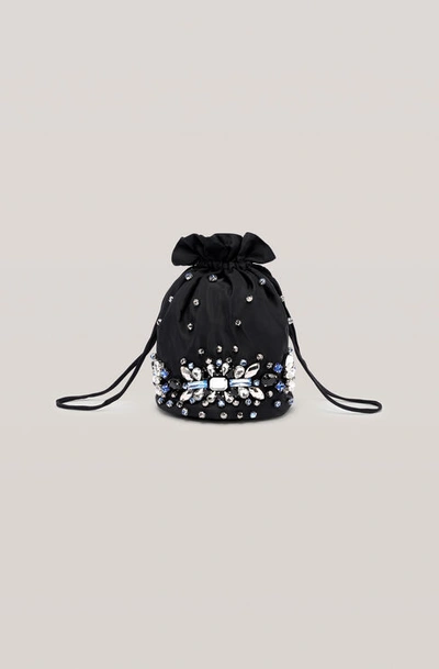 Shop Ganni Crystals Purse In Black