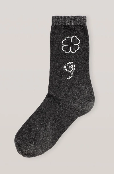 Shop Ganni Polyamide Lurex Blend Socks In Black