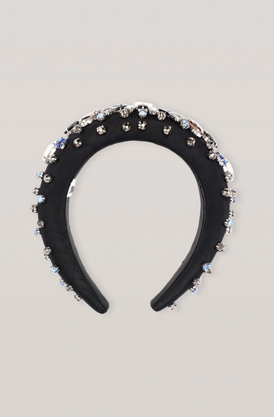 Shop Ganni Crystals Headband In Black