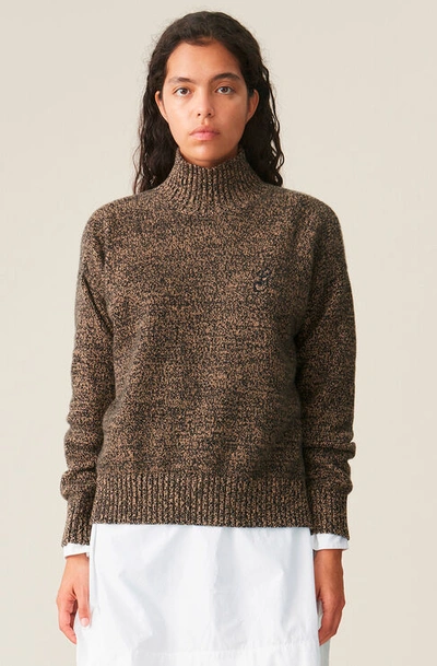 Shop Ganni Cashmere Mix Pullover In Tiger's Eye