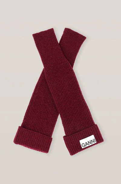 Shop Ganni Recycled Wool Knit Wrist Warmer In Port Royale