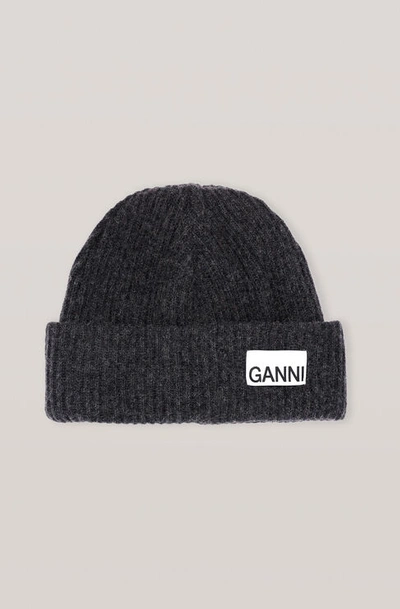 Shop Ganni Recycled Wool Knit Hat In Phantom