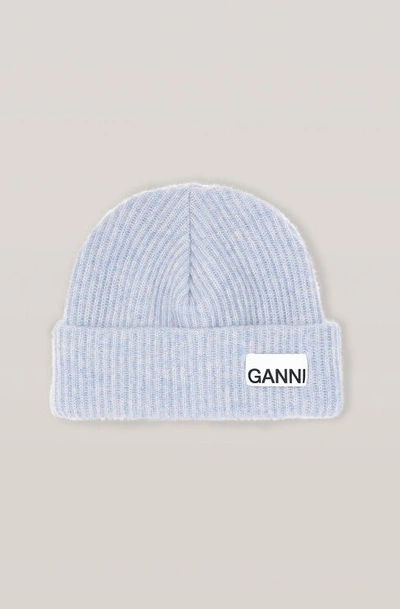 Shop Ganni Recycled Wool Knit Hat In Heather