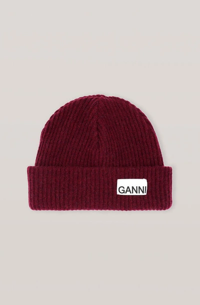Shop Ganni Recycled Wool Knit Hat In Port Royale