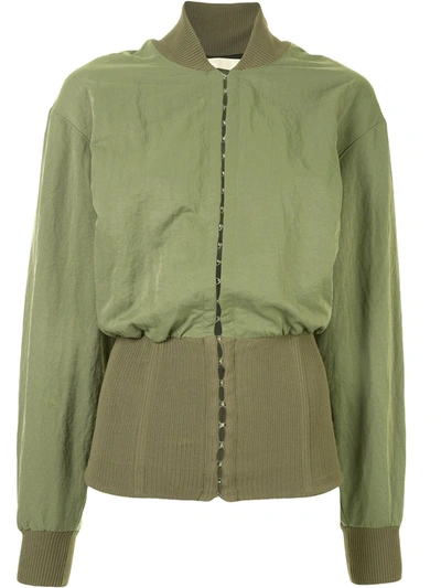 Shop Dion Lee Hook-and-eye Bomber Jacket In Green