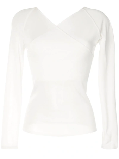 Shop Dion Lee Semi-sheer Wrap Top In White
