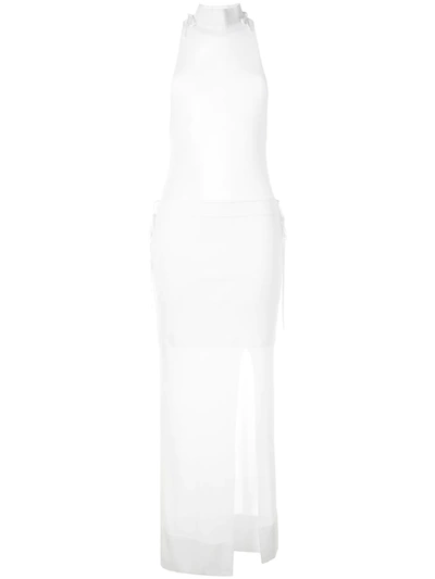 Shop Dion Lee Sheer Asymmetric Midi Dress In White