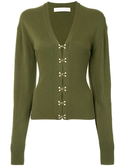 Shop Dion Lee Hook Fastening Cardigan In Green