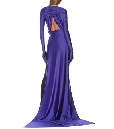 Shop Balenciaga Stretch-jersey Gown In Blue