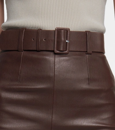 Shop Stouls Megan Belted Leather Miniskirt In Brown