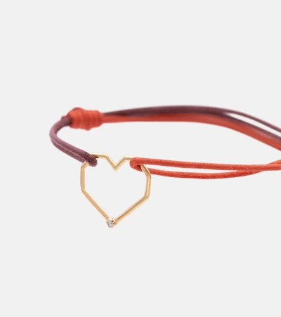 Shop Aliita Corazón Brillante 9kt Gold-trimmed Bracelet With Diamond In Red