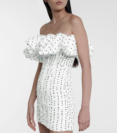 Shop Self-portrait Polka-dot Strapless Tulle Minidress In White