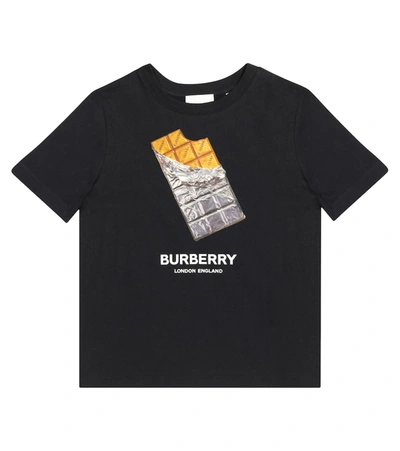 Shop Burberry Printed Cotton T-shirt In Black